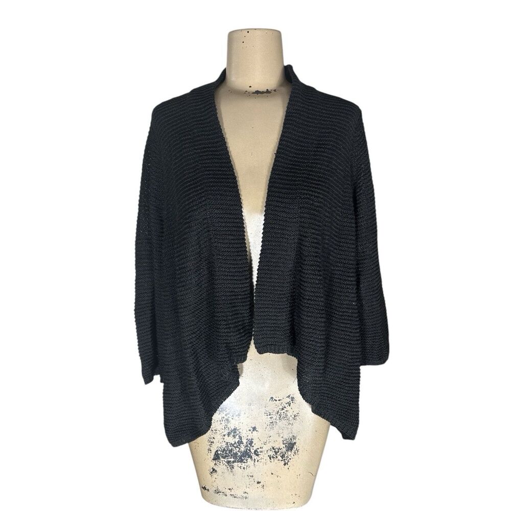Chico's Black Ribbed Knit Cardigan Sweater